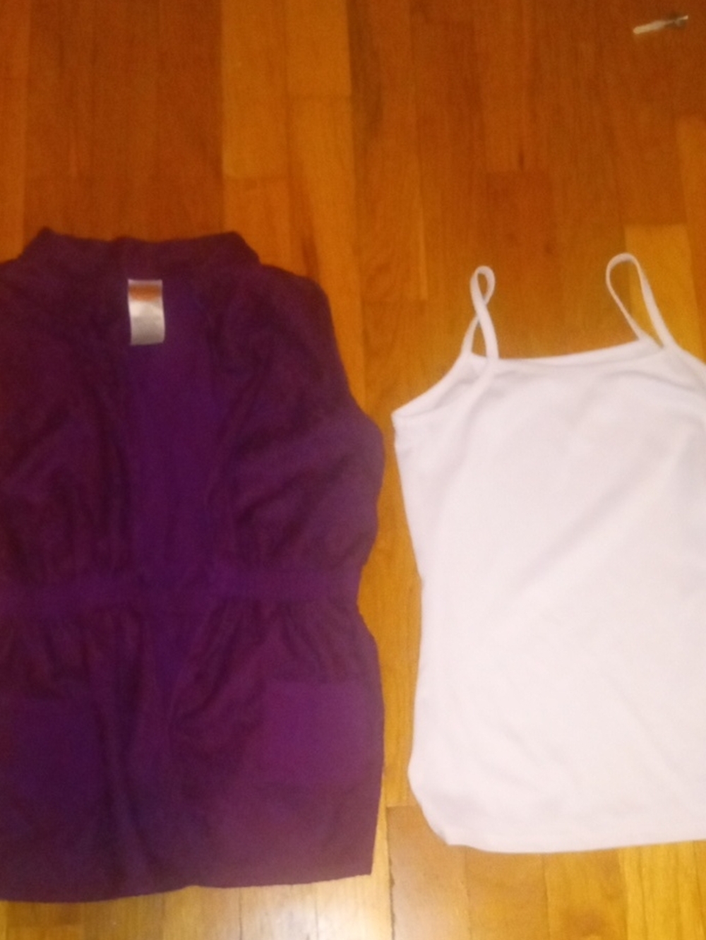 girls large Purple Sleeveless vest top and White Camisole Set